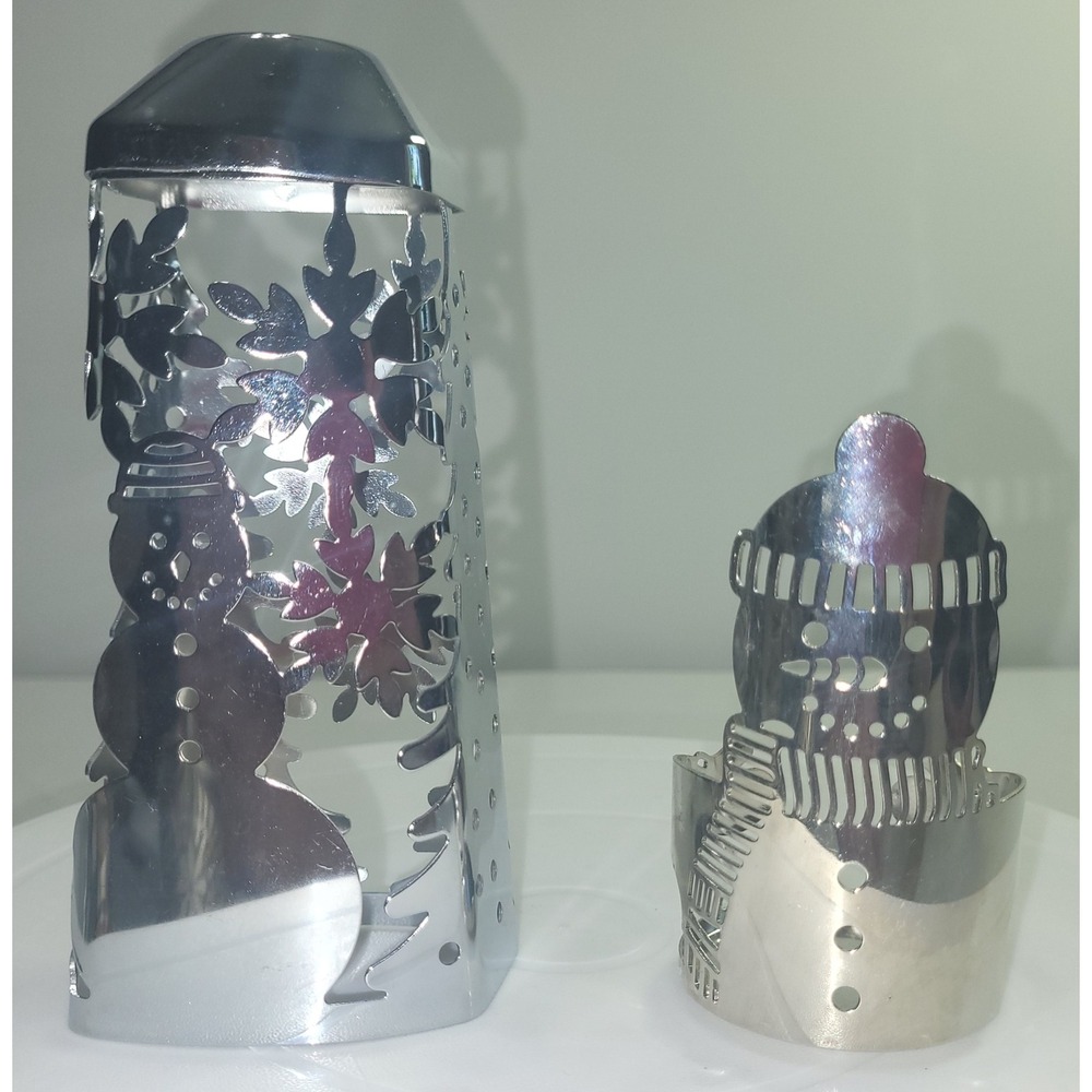 Bath & Body Works Soap Sleeve Holder Silver Tone Snowman Candle Snowflake Set